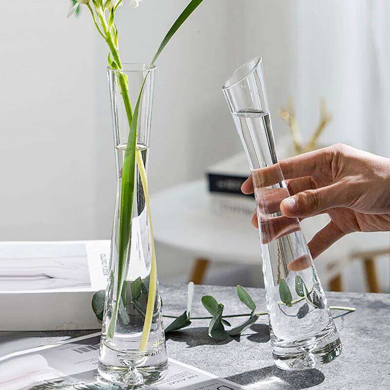 Transparent Glass Small Vase Hydroponics Plant Flower Terrarium Luxury Room Table Home Decor Wedding Decoration C260116