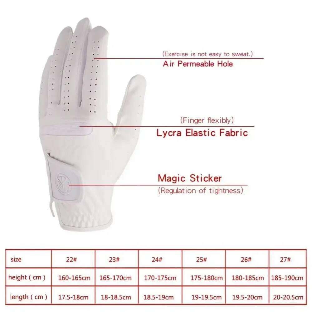 Sheepskin Men's Sports Breathable White Leather Golfing Glove Slip-Resistant Single Left Hand Golf Gloves Golfer Y260115