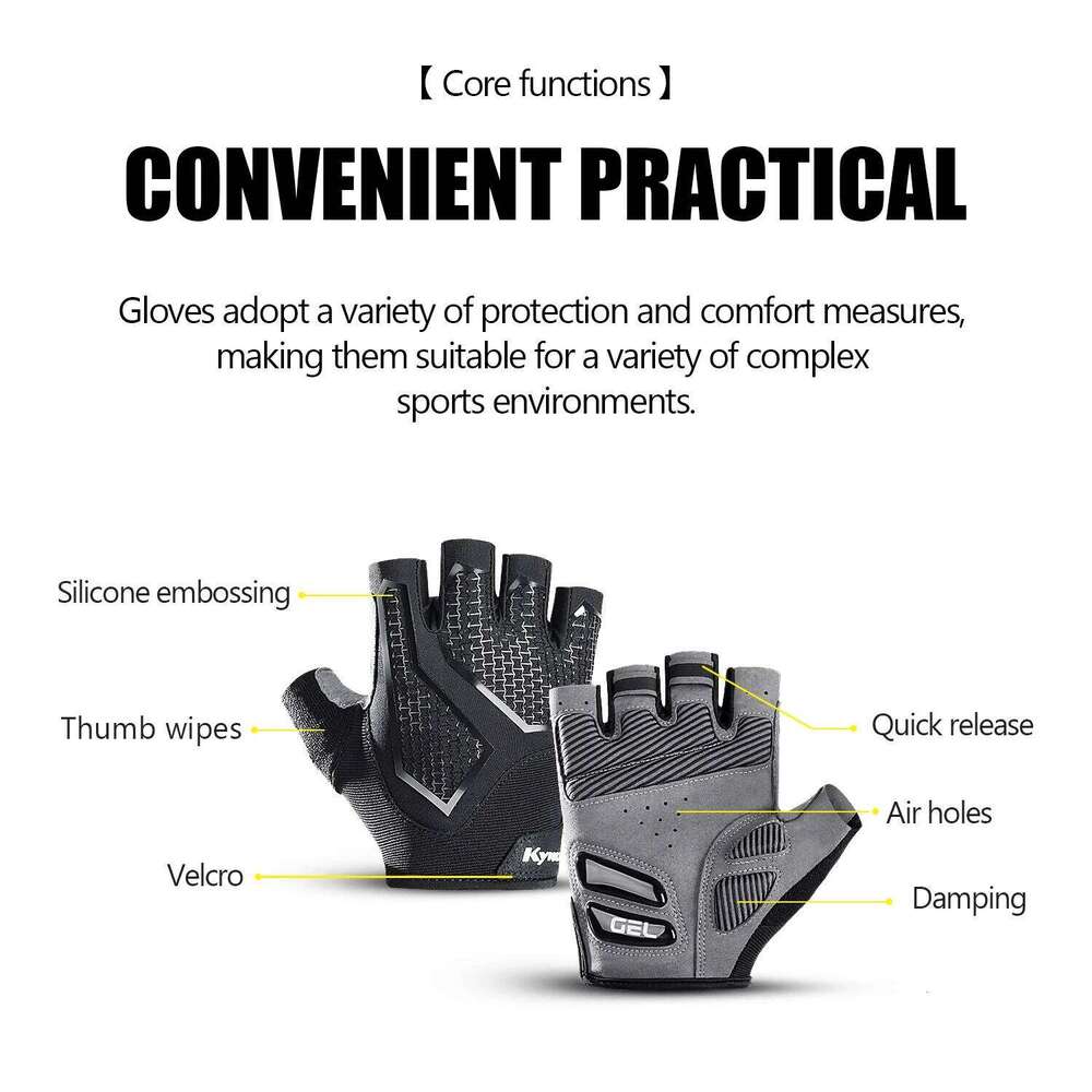 Mountain bike half finger riding fishing and fitness gloves, black shock resistant, wear-resistant, breathable motorcycl Y260115