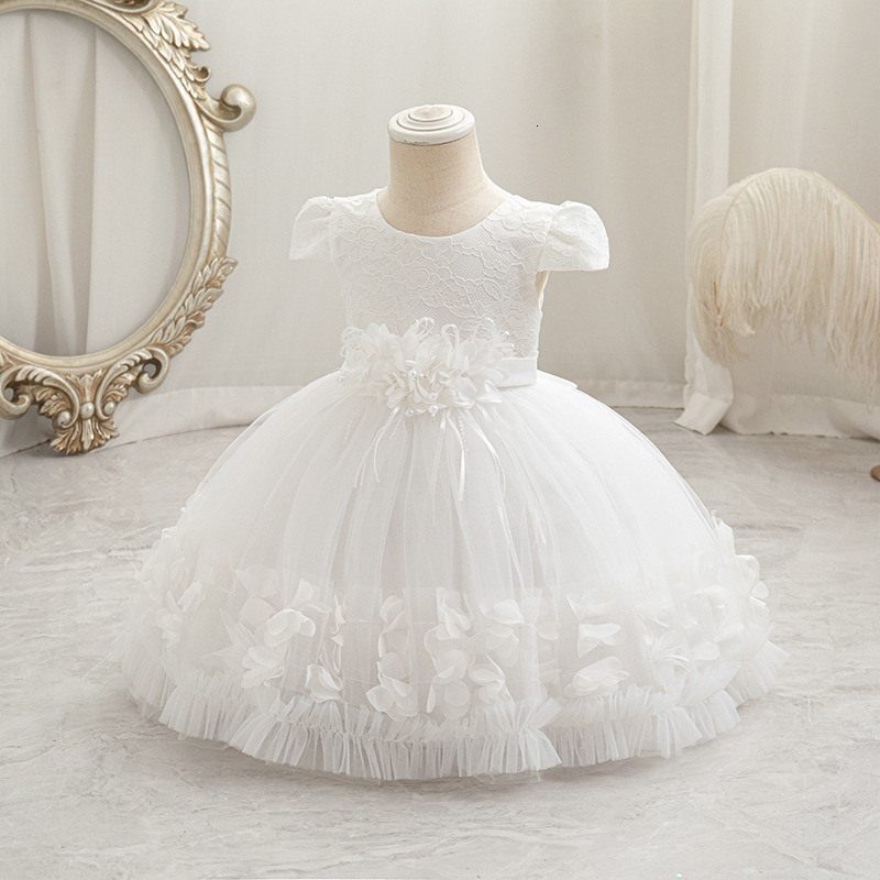 Baby Girls Flower Princess Dress 1 2 Years Old Birthday Party Christening Gown Kids Children Bridesmaid Wedding Dress 3-10 Years LJ201221