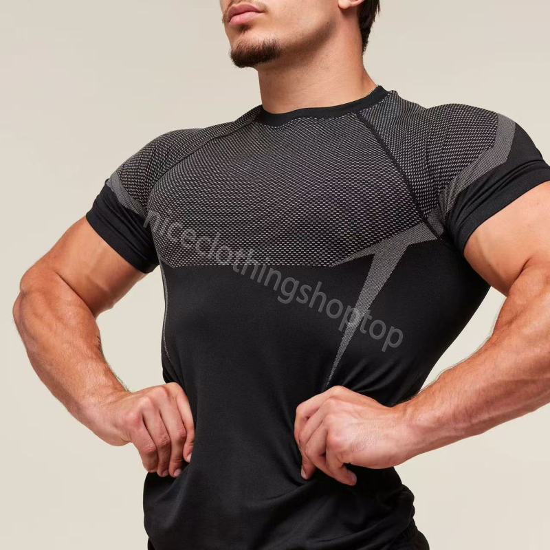 Men's T-Shirts Sharked Sportwear Gym Clothing Men Fitness Vintage T shirt Oversized Cotton Round Neck Gym Short Slve Sports Long-Sleeved Run Fitness Vest Casual T
