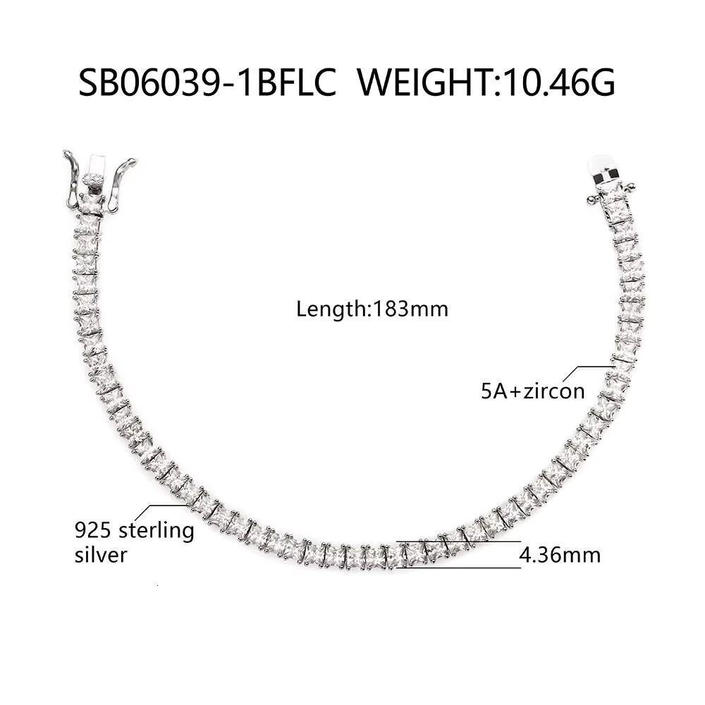 FOXI Factory Non Tarnish Manufacturer Customized OEM 16CM 44mm 5A square Cz Tennis Blink 925 Sterling Silver Tennis Bracelet