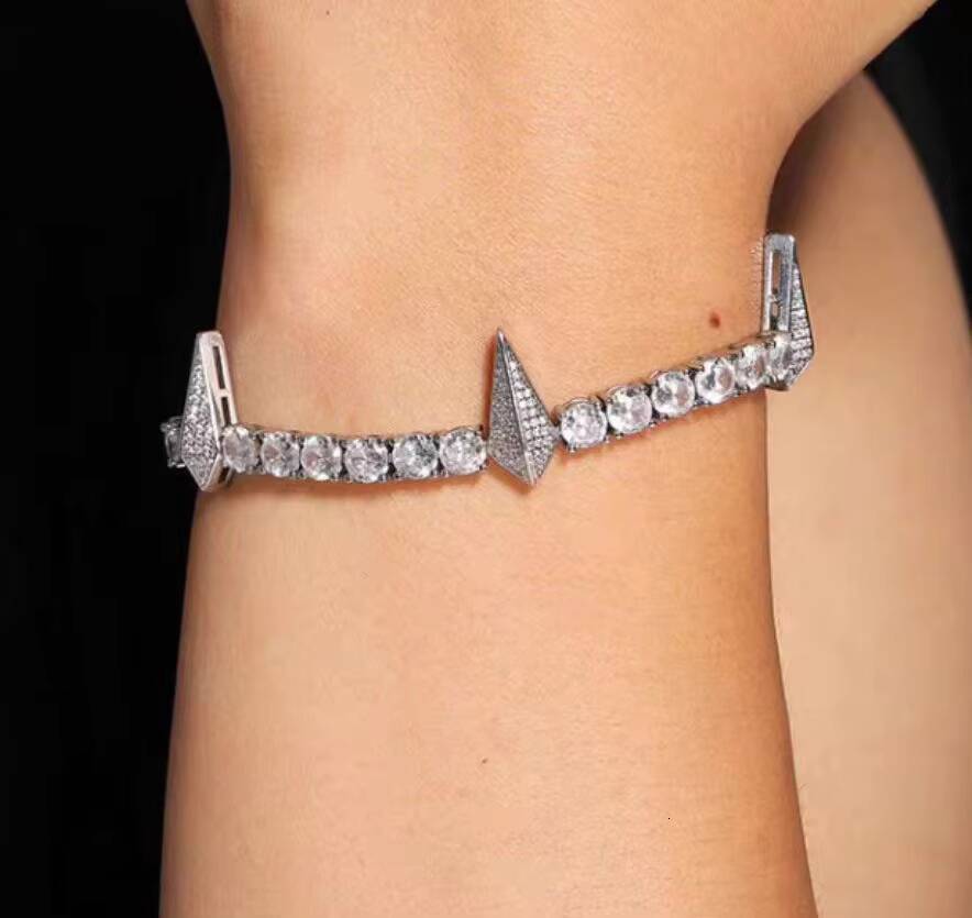 New Design Spiked Style VVS Diamond Tennis Chain Hip Hop Jewelry 4mm 5mm S925 Silver GRA Moissanite Tennis Chain Necklace