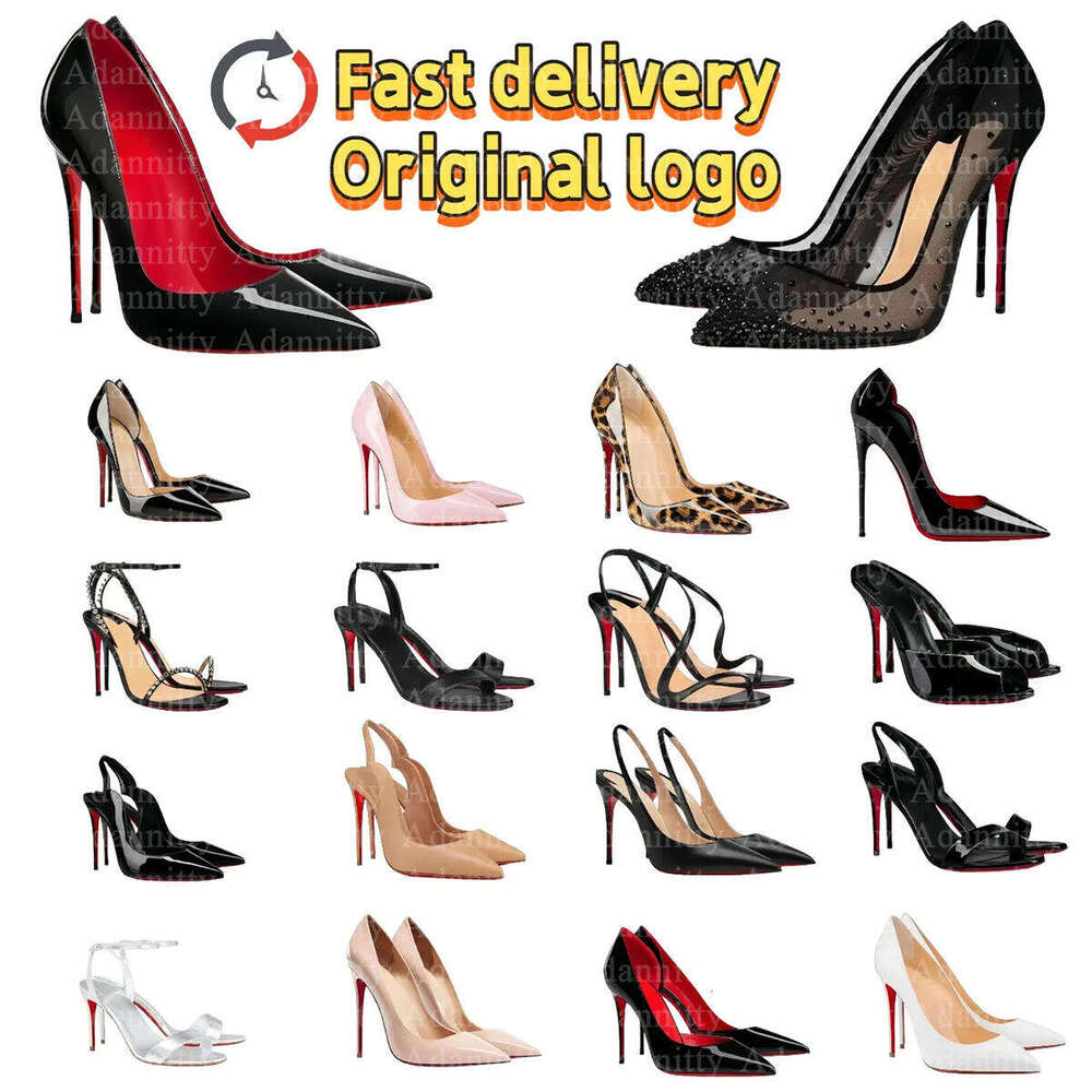 Designer Women High Heels Shoes Red Soled Peep Pointed Toe Platform Sandals 6cm 8cm 10cm 12cm heel Nude Black Patent Stiletto Real Leather Woman Pumps Heel 34-43