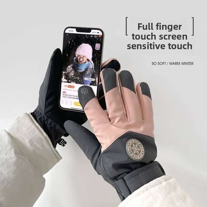 Winter Warm Plush Thick Skiing Gloves, Outdoor Cycling Windproof and Antifreeze Gloves for Couples Y260115
