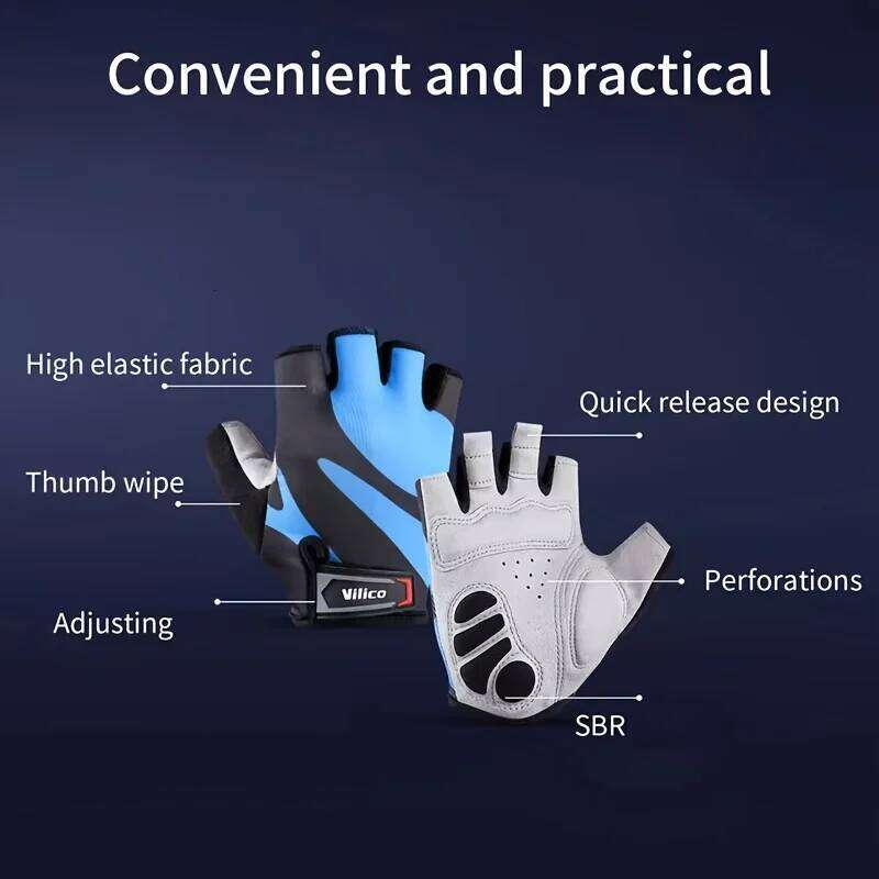 1 Pair Road Bike Riding Half-Finger Gloves Breathable High-Elasticity, Knit Fabric for Outdoor Sports, Cycling, Travel, Hiking Y260115