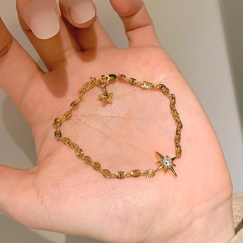 Luxury Brand Designer Jewelry Xiaohongshu Same Style Sparkling Star Bracelet For Women, Explosive Comet Meteor Pentagram Lucky Star Jewelry