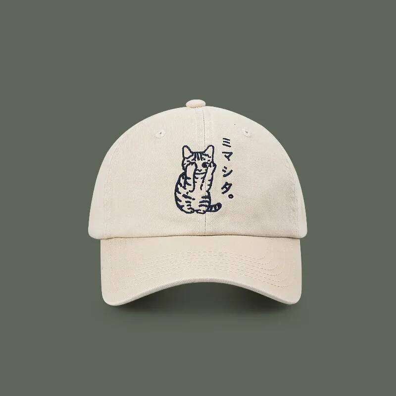 Japanese Retro Baseball Cap Women Ins Cute Cat Embroidered Soft Top Peaked Hat Spring and Summer Versatile Sunshade Men's Caps Y260115