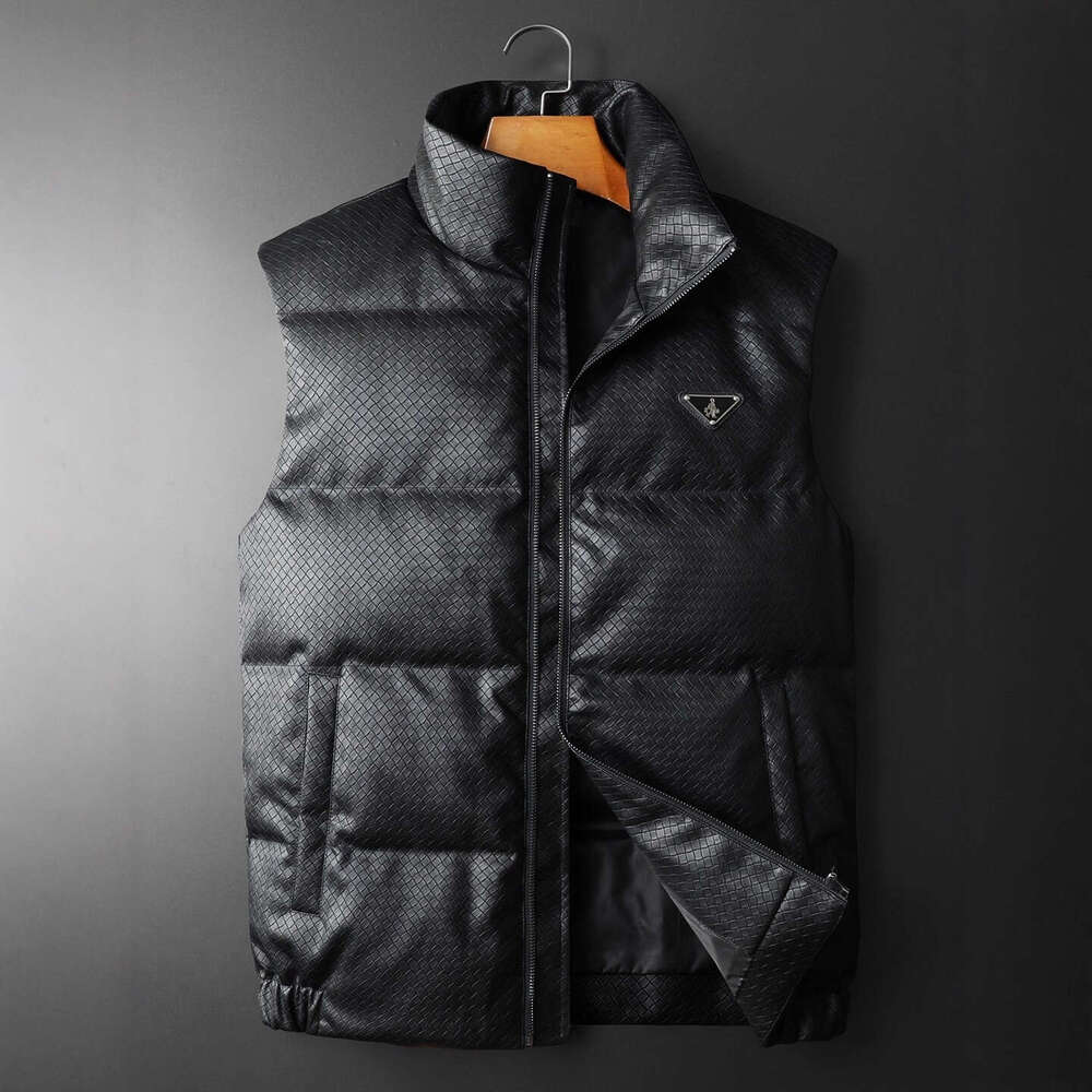Jacket Leather Vest Warm White Duck Down Stand Collar Men's Clothing Winter New Model Factory Direct Sale Trendy