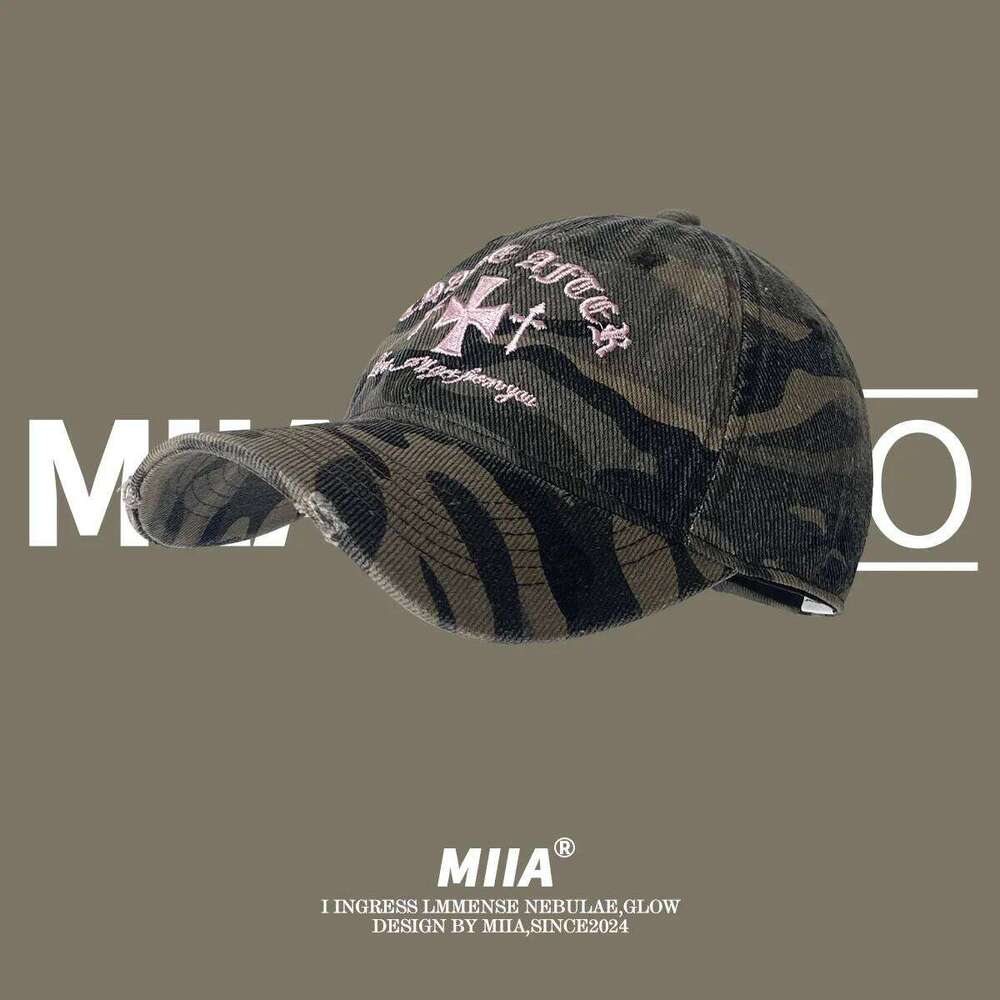 American Retro Old Cross Embroidery Camouflage Women Versatile Face Small New Casual Soft Top Sun Baseball Cap Men Y260115