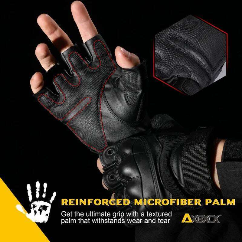 PU Leather Tactical Half Finger Gloves Army Military Airsoft Combat Shooting Hunting Paintball Outdoor Work Fingerless Motorbike Y260115