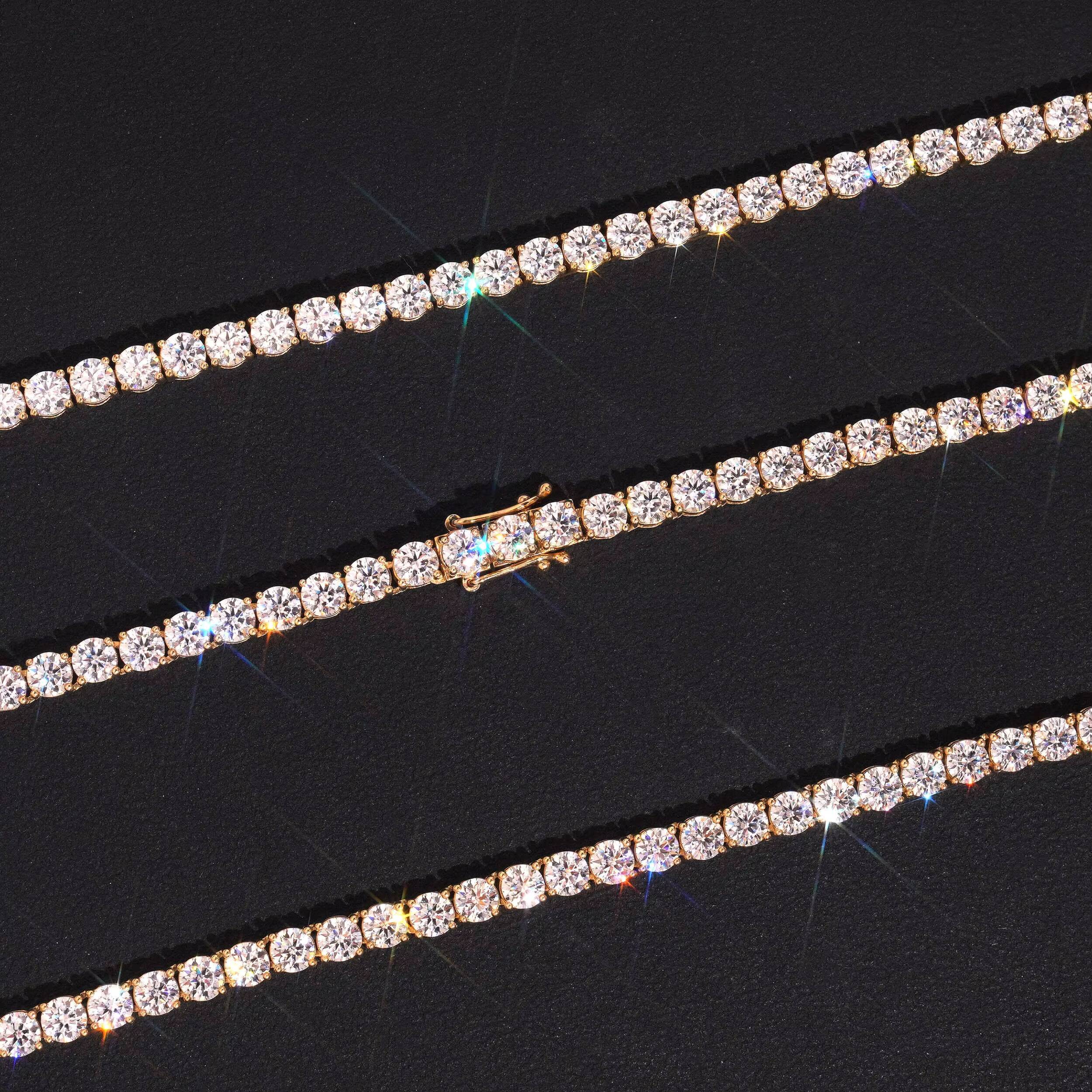 Pass Diamond Tester Men Jewelry 10K Real Gold VVS Moissanite Diamond Tennis Chain 4MM