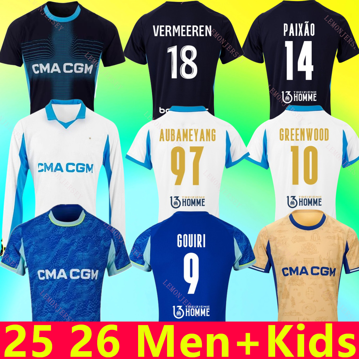 25 26 maillot de foot GREENWOOD 125th Anniversary Soccer jerseys AUBAMEYANG 2025 2026 OM man and KIDS Marseilles football shirt home PAVARD PAIXAO GOUIRI T.WEAH HARIT