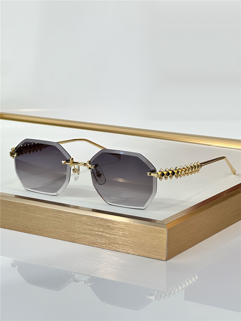 New fashion design polygons sunglasses 0885S rimless cut lens rivet temples simple and popular style high end outdoor UV400 protection glasses