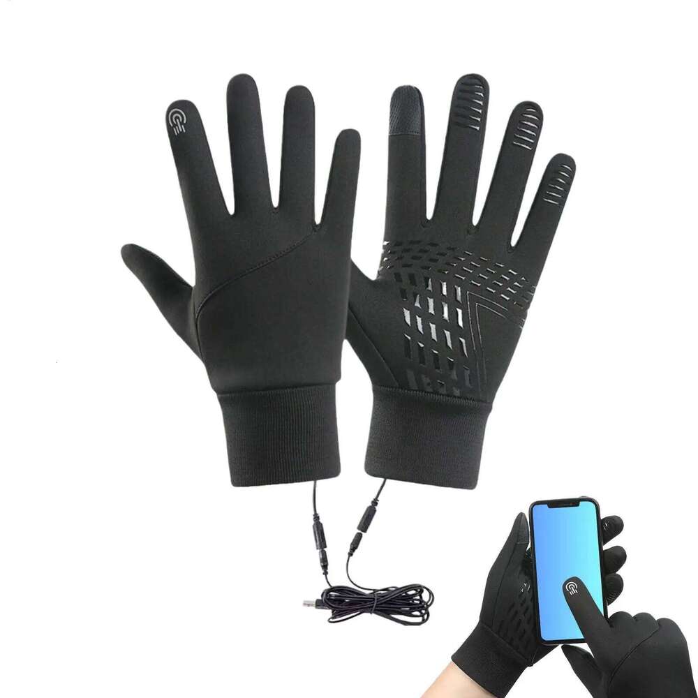 1 pair Men Electric Rechargeable USB Heated Gloves Hand Warmer Thickened Mitts for Snowboarding Camping Y260115
