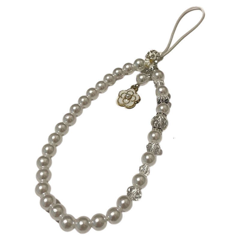 Dual-Tone Camellia Beaded Phone Charm - Lucky "Get Rich" Wrist Strap for Phones, Bags & Keys, Handmade Women's Accessory