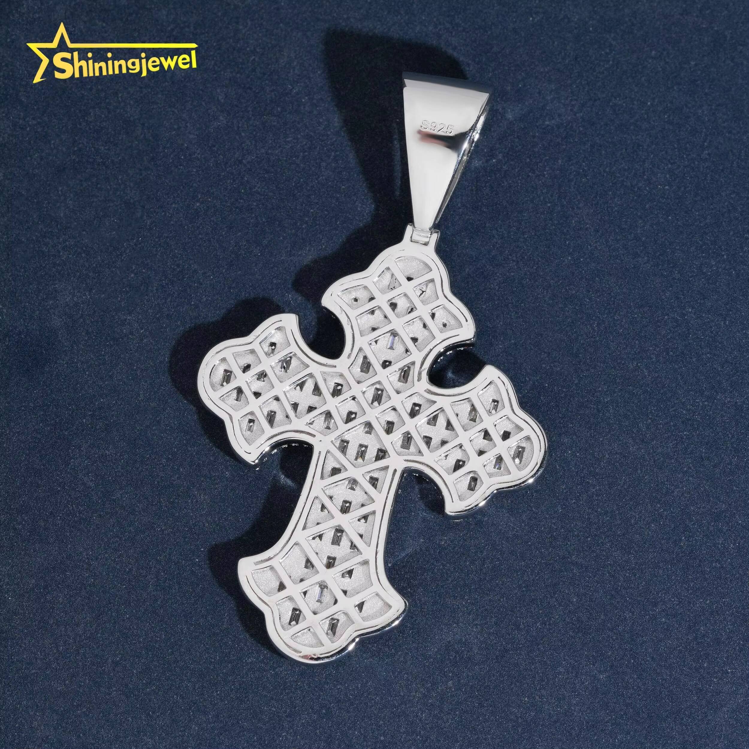 Custom Iced Out Pendant Hip Hop Jewelry VVS Moissanite Cross Pendant GRA Certificated Luxury 925 Silver Moissanite Pendant