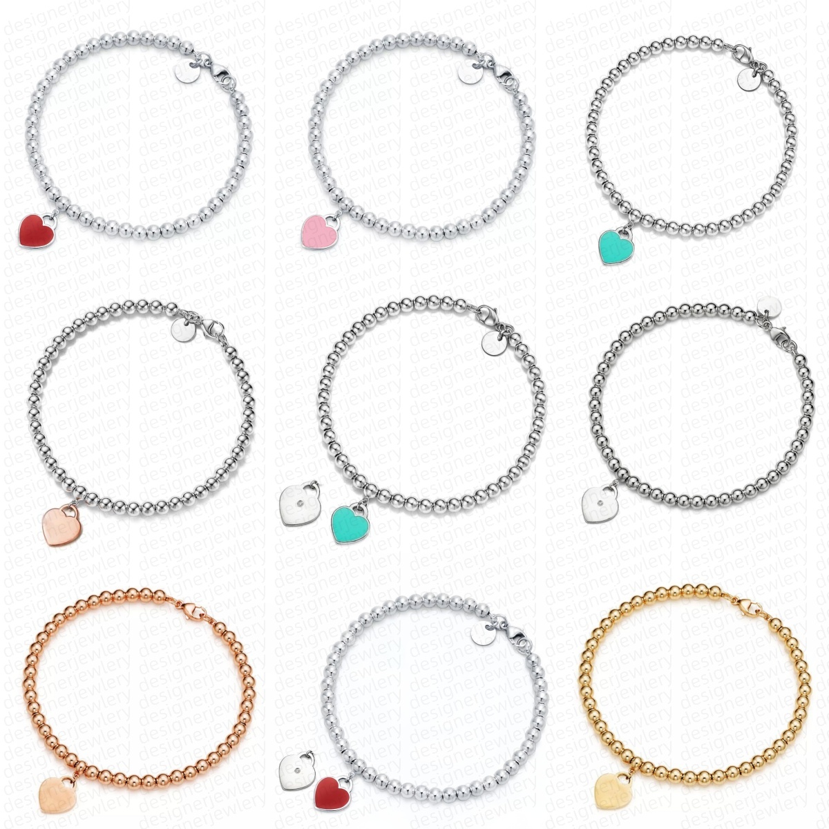 luxury jewelry designer bangle designer bracelet women bead business classic silver plate stainless steel woman love heart bracelet charm bracelets beads bangle