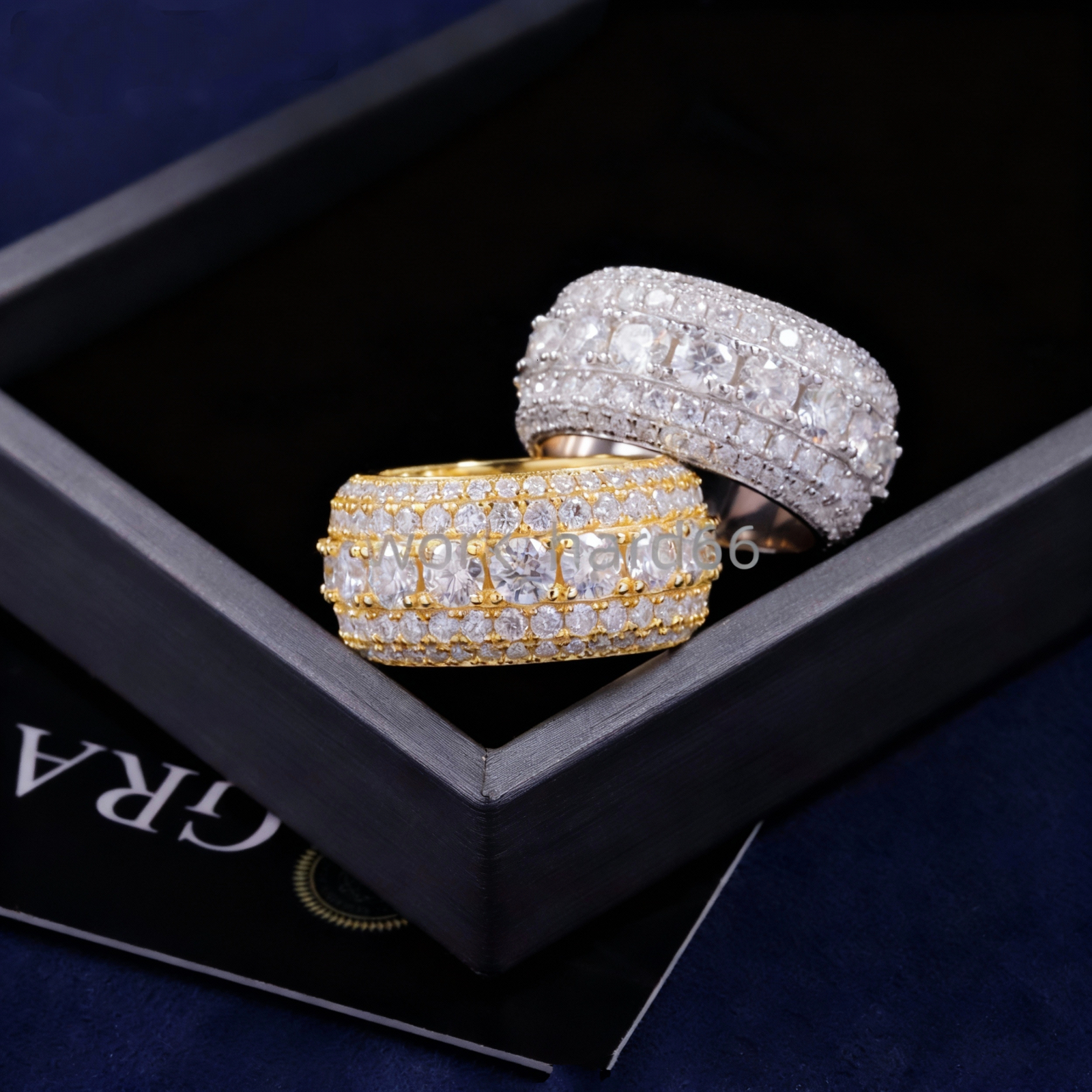 Fashion Design 925 Silver Iced Out Moissanite Diamond Mens Cuban Diamond 18k Gold Plated Ring for Hiphop Life Jewelry