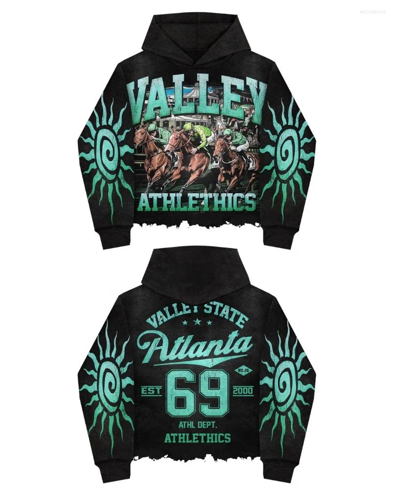 Men's Hoodies Trendy High Street Anime Print Niche Diamond Design Casual Loose Hooded Sweatshirt Couple Autumn And Winter Simple Coat