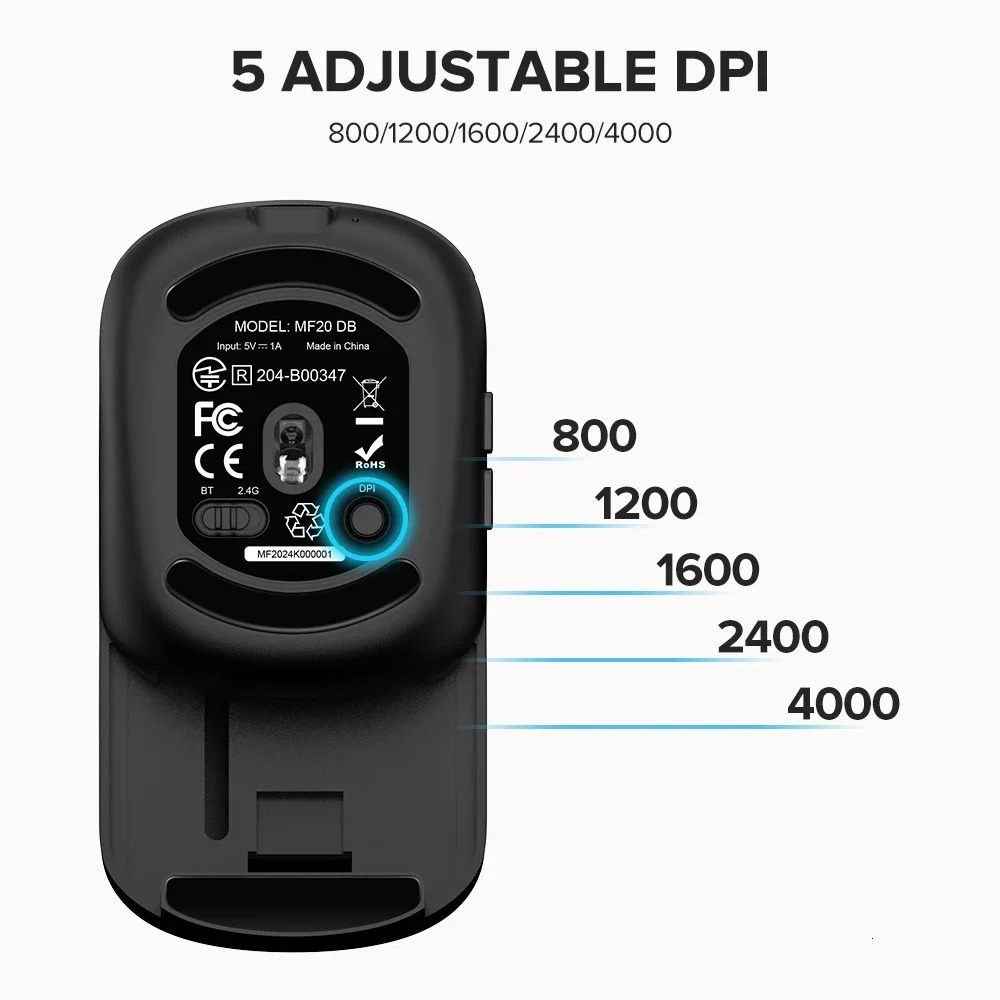Delux Pocket Folding Mouse Wireless 24G Bluetooth52 Silent Click Portable Ultra-light 55g for Tablet Computer PC Mice 260112