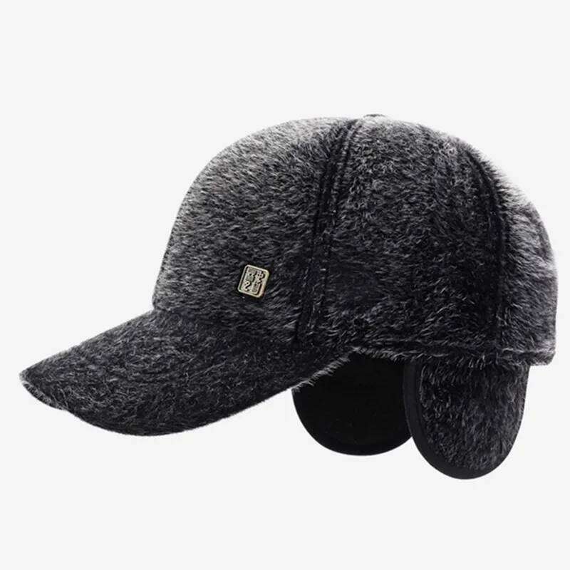 New Winter Fleece-lined Plush Thickened Warm Baseball Caps For Men Imitation Mink Fur Coldproof Earmuff Hats Male Snapback Cap Y260115