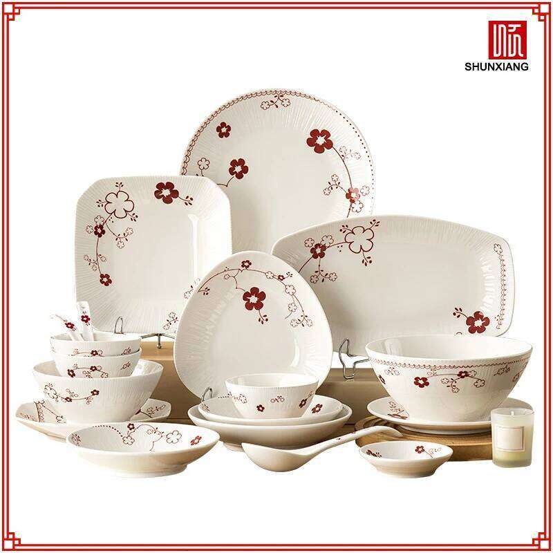 Ceramic Tableware Kitchenware Sets, Chinese Style Porcelain Dinner Plates, Soup Bowls, Cup Saucers for Dining Room, Living Room Household Decor