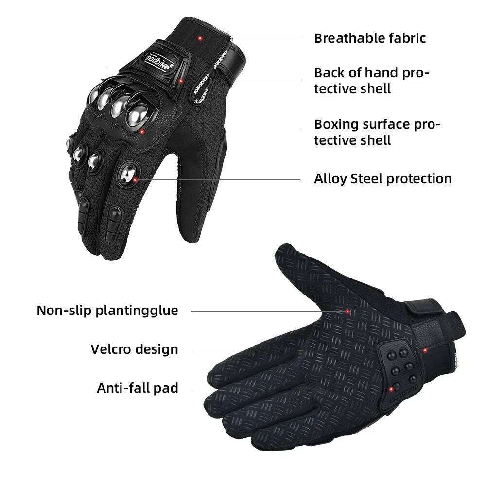 Motobike Motorcycle Knitting Unisex Moto Touch Screen Breathable Motocross Riding Racing Alloy Protective Full Finger Gloves Y260115