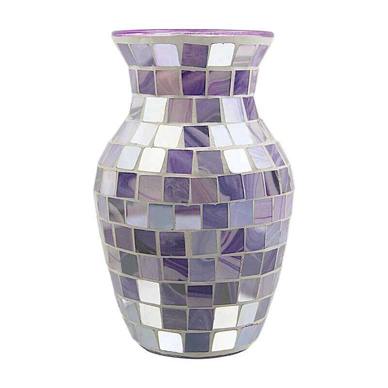 European Style Pastoral Mosaic Glass Vase, Pink Purple, Fashion Home and Restaurant Decoration Furnishings C260116