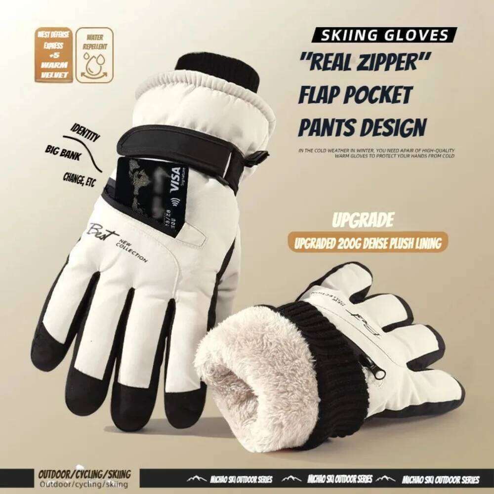 Winter cycling gloves, anti slip, touch ski accessories, waterproof pockets, suitable for both men and women to keep warm Y260115
