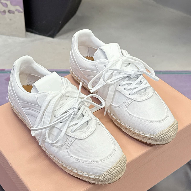 Designer Women Sneakers Fashion New Womans Rope Women Fisherman Shoes Outdoor Sports and Leisure Shoes Double Lace up Calfskin Leather Upper Rubber outsole