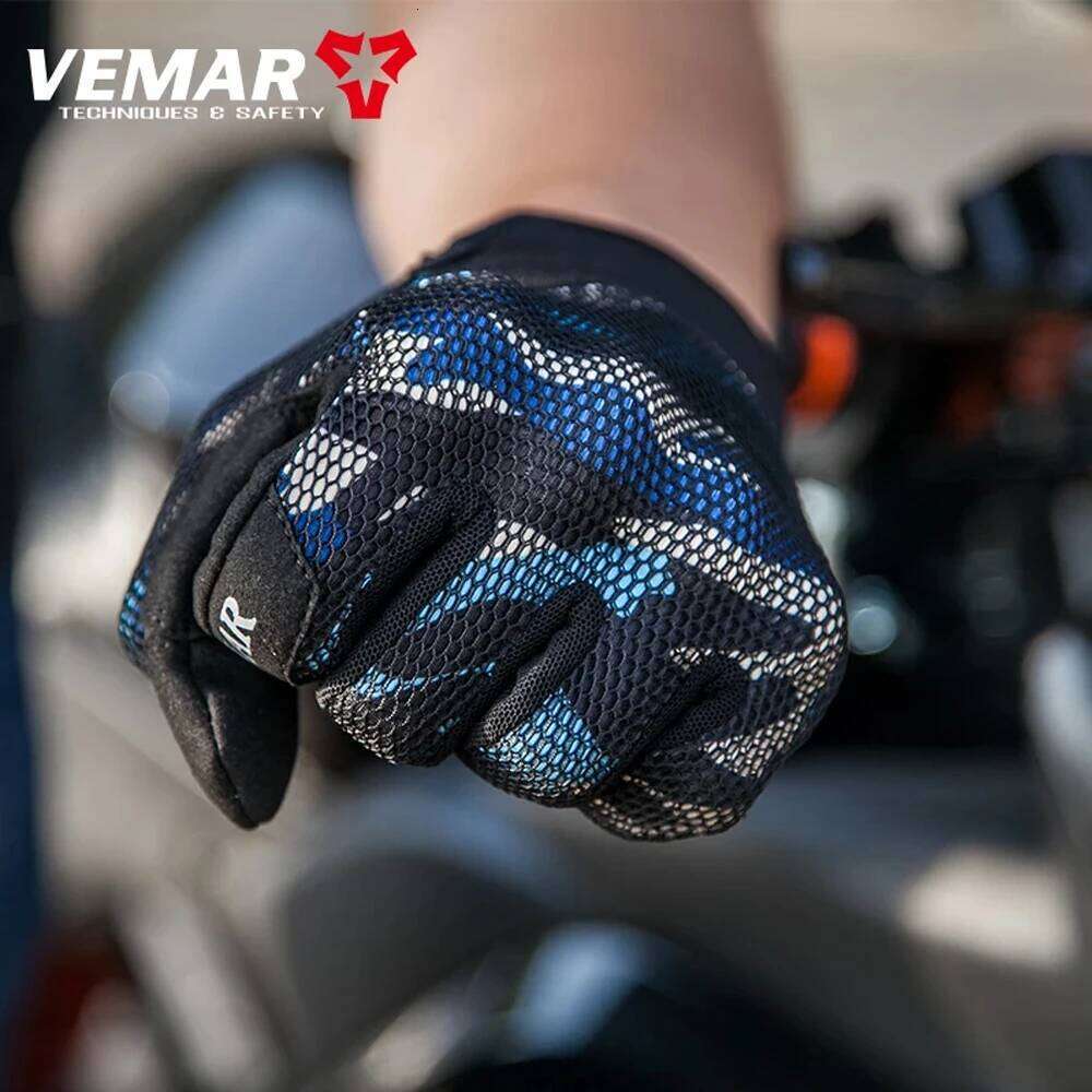Vemar Camo Blue Brown 3D Mesh Motorcycle Summer Touch Wearable Motocross Gloves Men Anti-Fall Motor Bike Glove Reflective Y260115