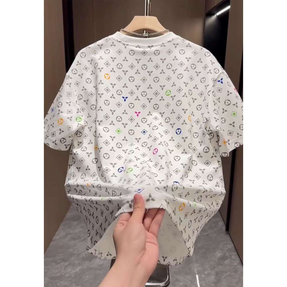 Round Neck Full Print Old Flower Short T-Shirt For Men 2025 Summer New Casual Versatile Stylish Cool Half Sleeve