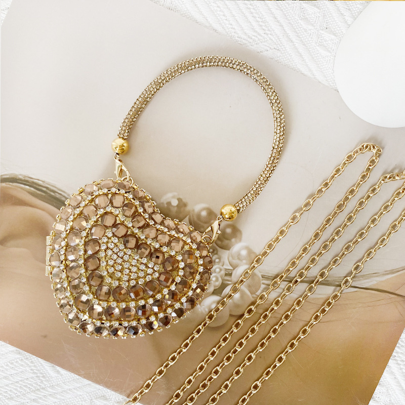 Super Mini Metal Crossbody Bags For Women Fashion Trendy Beading Female Chain Shoulder Handbags 240725