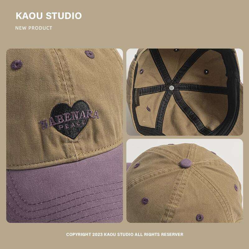 Korean Retro Love Embroidery Color Matching Baseball Caps Women Summer and Autumn Travel Sunscreen Casual Versatile Men's Hat Y260115