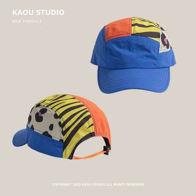 American Retro Leopard Print Splicing Baseball Caps for Women Summer Outdoor Leisure Sunscreen Niche Quick-drying Men's Hat Y260115