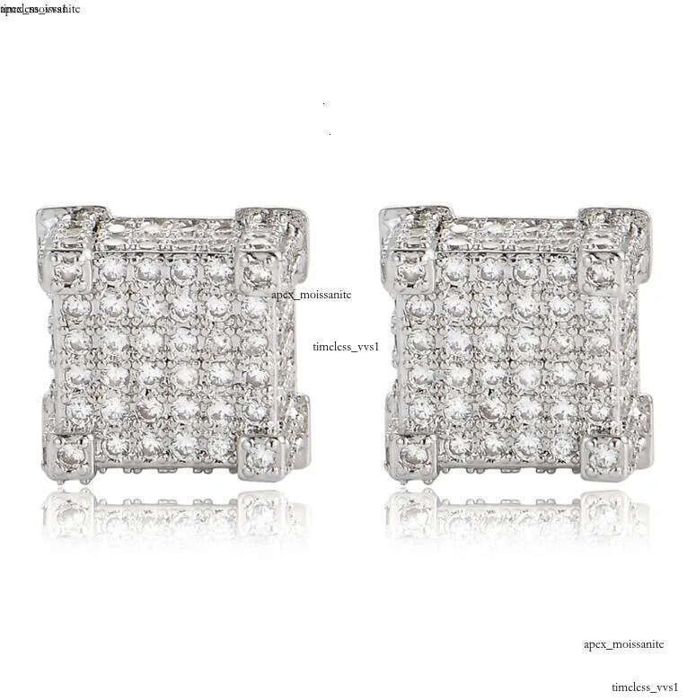 2023 Hip Hop Stud IGI Vintage Jewelry 925 Sterling Silver Gold Fill Pave White 5A Cubic Zircon CZ Diamond Top Sell Party Women Men Earring For Lover G