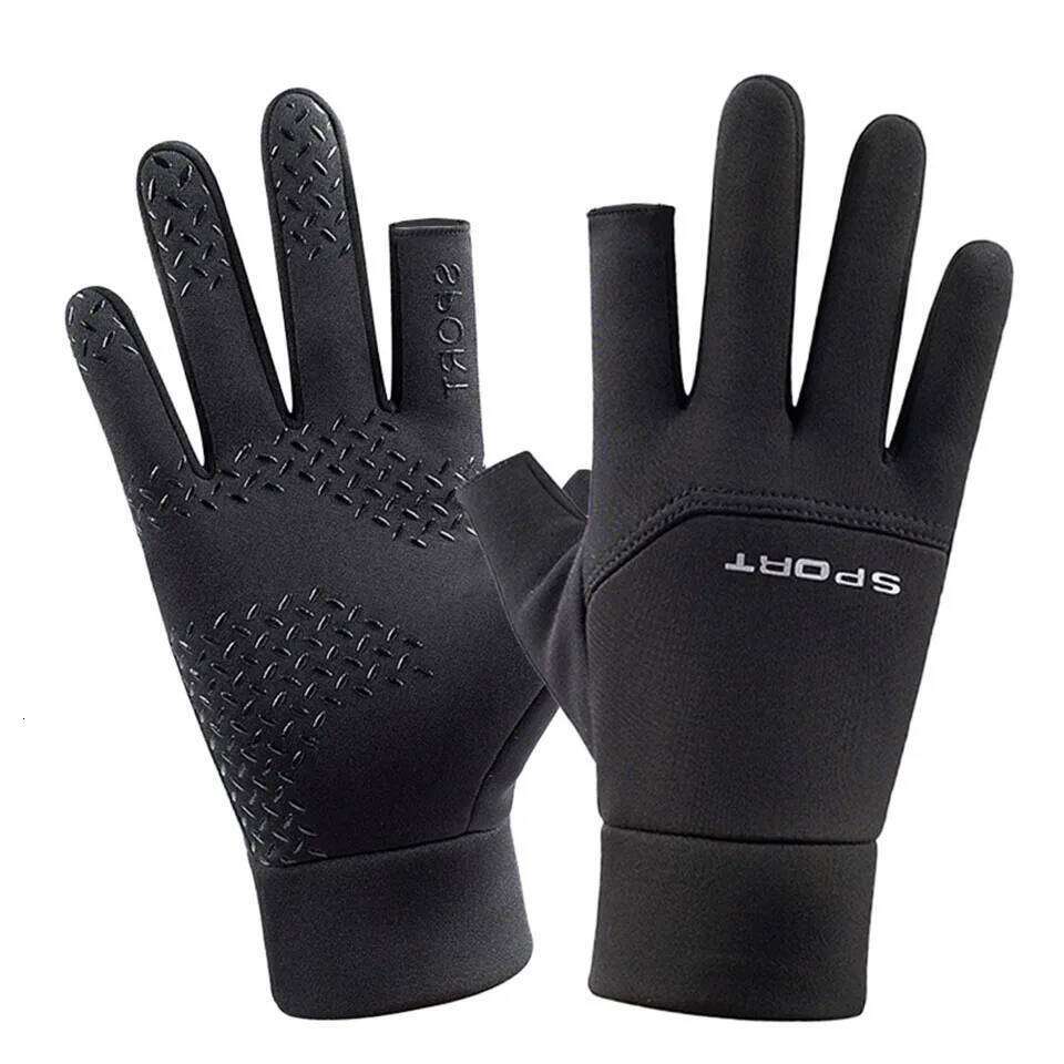 GTUBIKE Winter Men's Women Cycling Warm Anti-Slip Gloves for Fishing Sports Touch Screen Two Fingers Cut Y260115