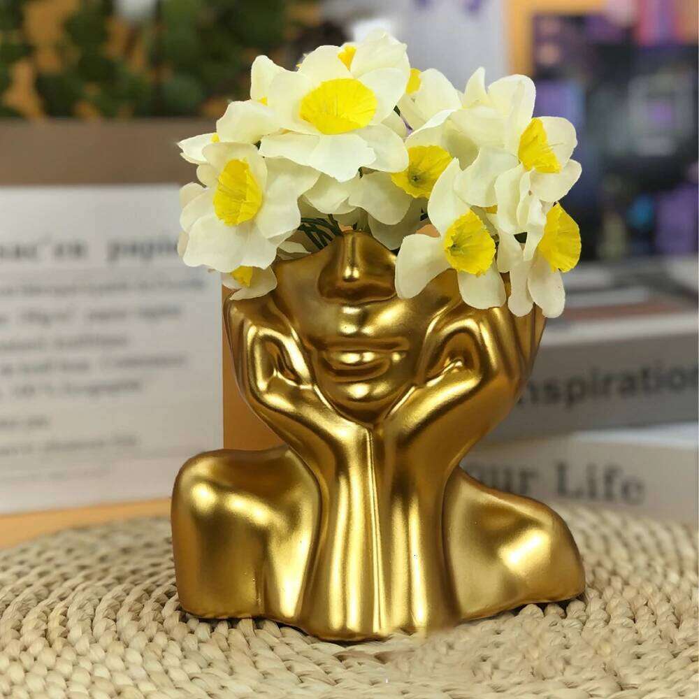 Resin Vase Gold White Black Human Body Shaping Art Flower Planter Personalized And Creative Home Decoration Handicrafts Ornament C260116