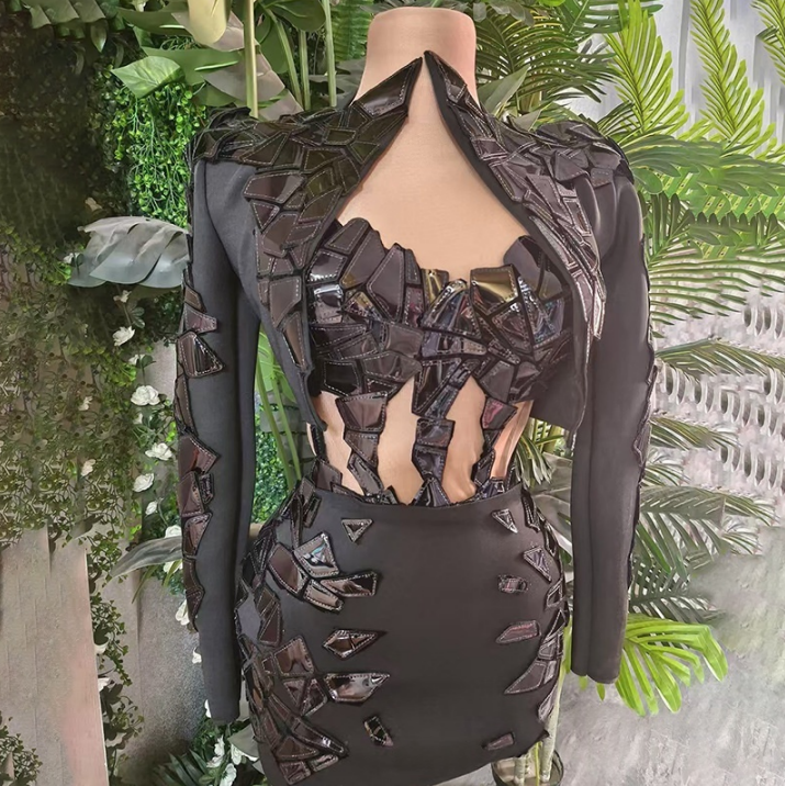 Sparkly Drag Queen Outfits Women Singer Sequins Mirrors Dress Gogo Costume Nightclub Dj Ds Pole Dance Clothing Rave Wear