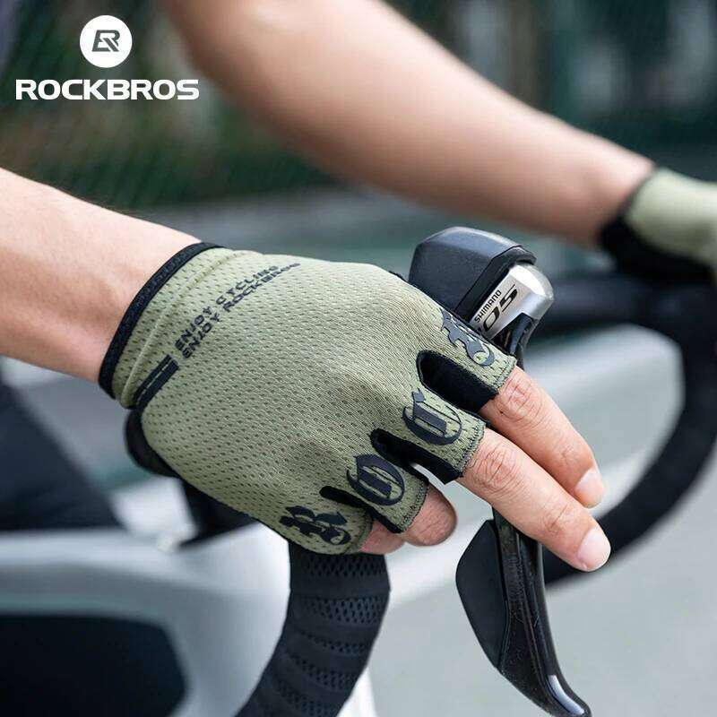 ROCKBROS Half Finger SBR Palm Pads Breathable Anti-shock Cycling High Elasticity Fitness Bicycle Fingerless Gloves Y260115