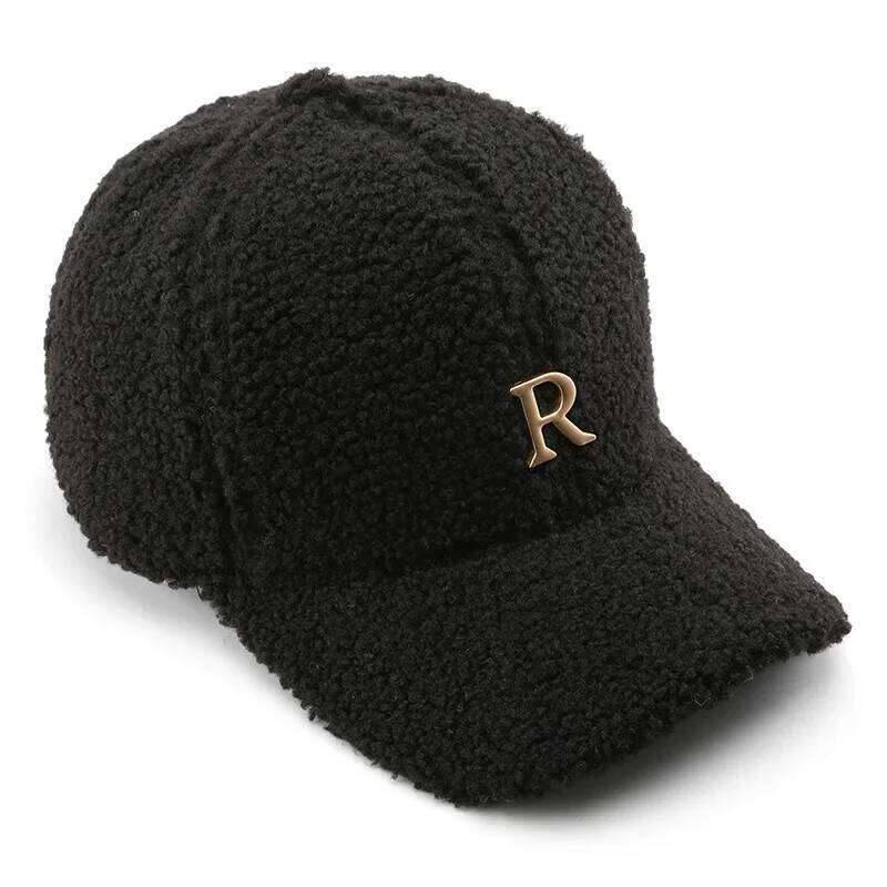 Winter Green Lambswool Baseball Caps For Men Brand Warm Women Hat Travel Windproof Face Cap Gold Letter Fashion Hats Gorras Y260115