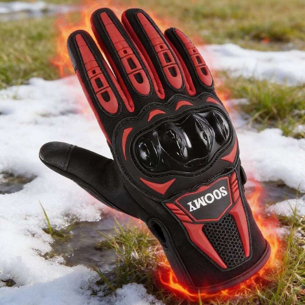 Winter Thin Motorcycle Gloves Men Women Touch Screen Motocross Riding Biker Glove for Cycling Black/Red M-XXL Y260115