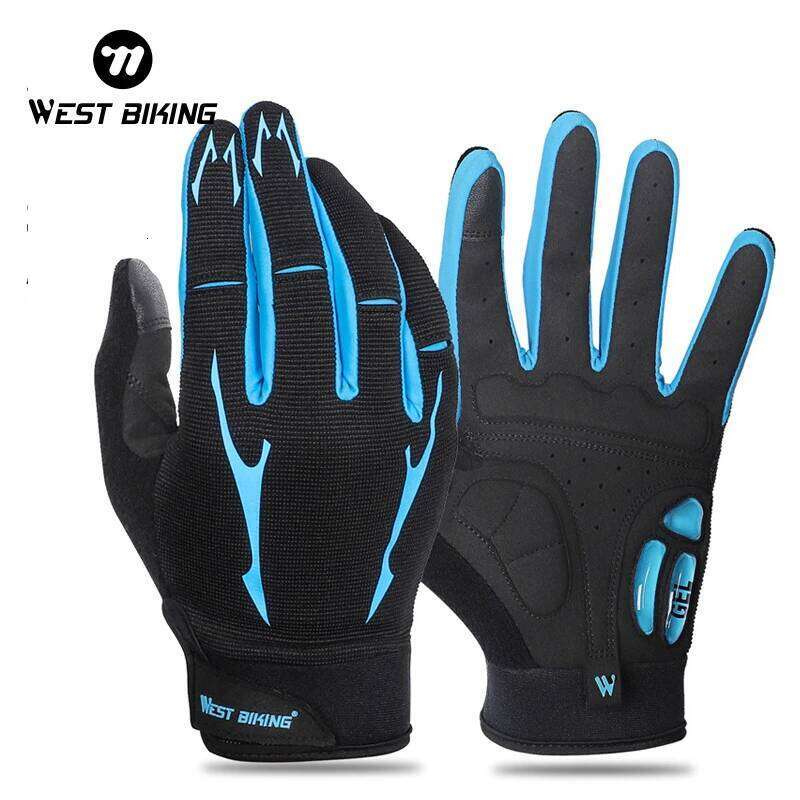 WEST BIKING Breathable Cycling GEL Silicone Liquid Palm Non-slip Sports Full Finger MTB Enduro Touch Screen Gloves Summer Y260115