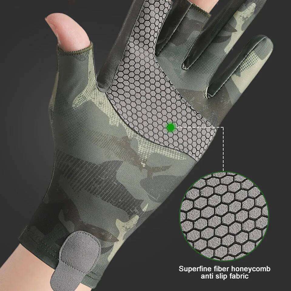 GTUBIKE Fishing Gloves Three Fingers Cut Half-finger Anti-slip Summer Outdoor Sports Cycling Ice Silk Breathable For Men Women Y260115