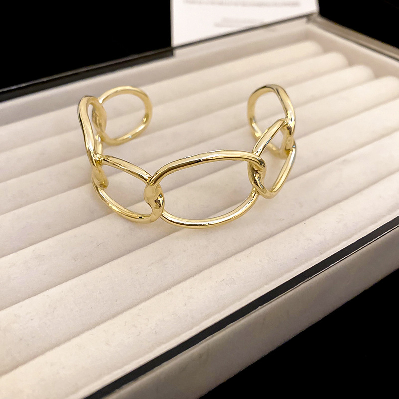 European and American Cross-Border Plain Circle Thick Chain Metal Open 2026 New Style Elegant Bracelet Daily Versatile Women's Jewelry - view 4