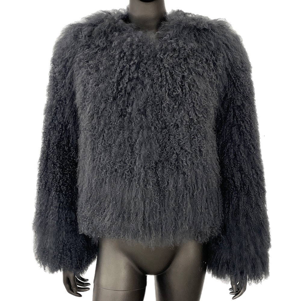 RR2826 Short Cropped wool fur coat Coats For Women V Collar Faux Fur Winter Jackets Ladies Warm Long Sleeve Fake Fur Coats 250825