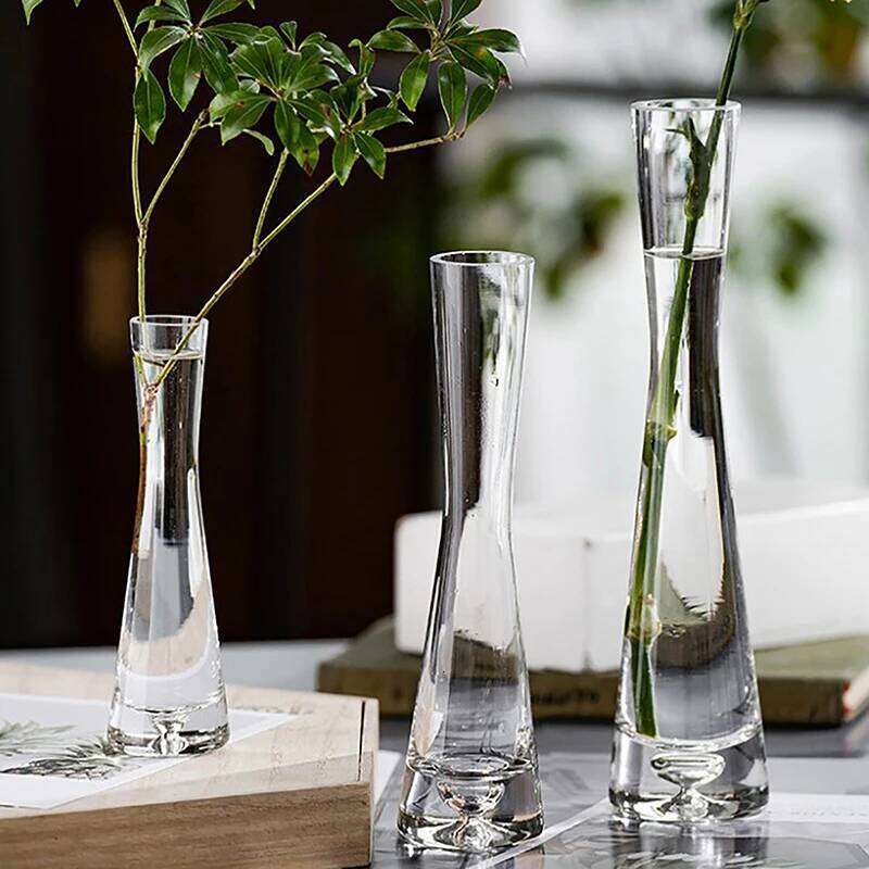 Transparent Glass Small Vase Hydroponics Plant Flower Terrarium Luxury Room Table Home Decor Wedding Decoration C260116