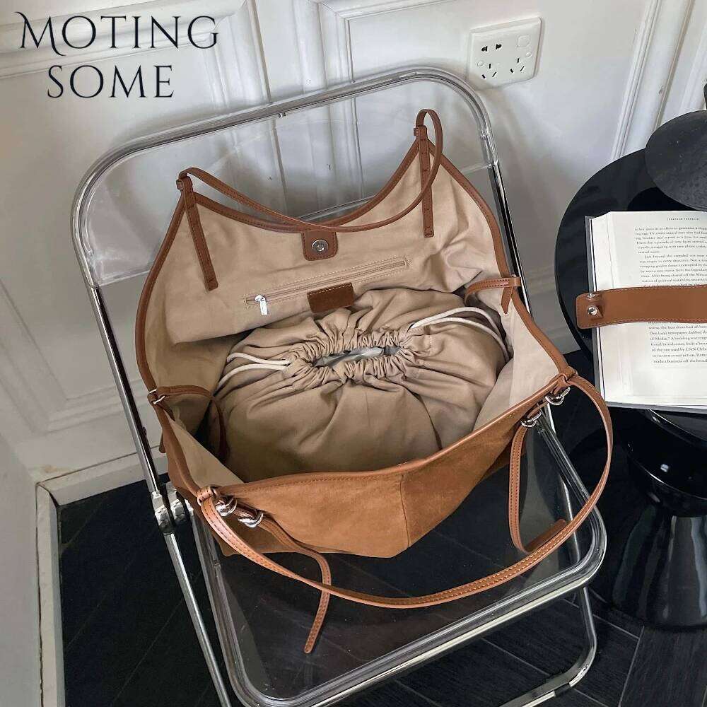 Luxury Shoulder Bags Totes Hobo Motingsome Oversized Suede Leather Bag Women Winter Large Frosted Cowhide Shopper Handbag And Underarm Purse New SENYY