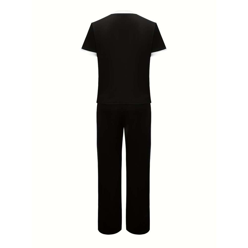 Women's Leisure Sports Suit New Two-piece Set High Waist Pants fashion Sports Sets Short sleeved sportswear, casual wear, wide leg pants